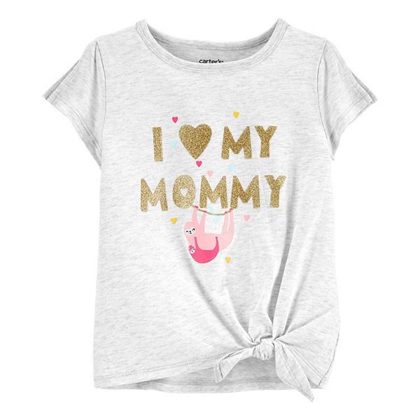Toddler Girl Carter's Glitter Mommy Sloth Tie-Front Jersey Tee