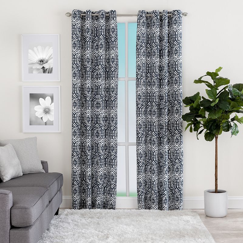 Corona Curtain 1-panel Indira Grommet Top Window Curtain, Blue