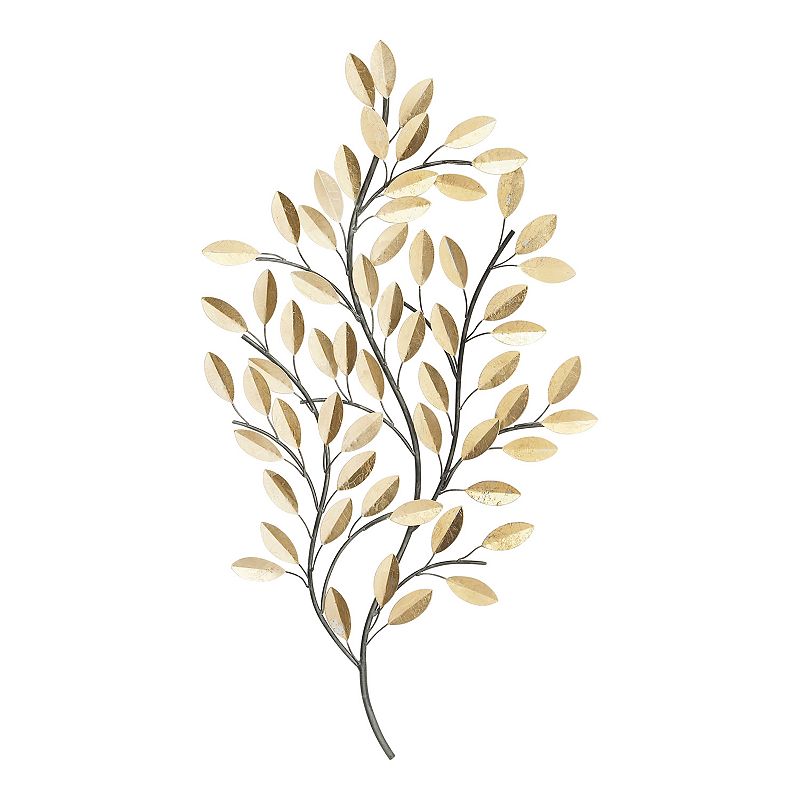 Stella & Eve Leaves Gold Finish Wall Decor, Brown, OVERSIZED