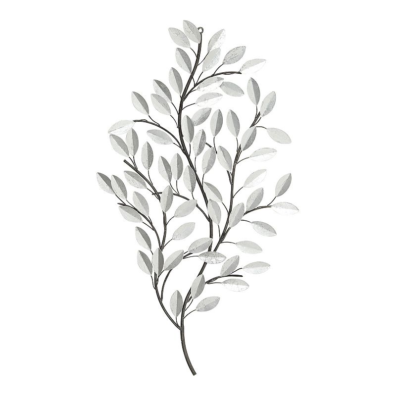 Stella & Eve Leaves Silver Finish Wall Decor, Grey, OVERSIZED