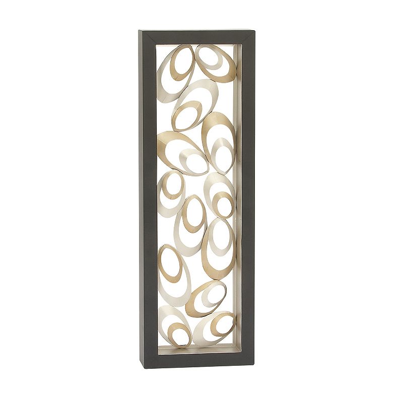 Metal Abstract Scallop Ribbon Wall Decor with Black Frame Gold - Olivia & May