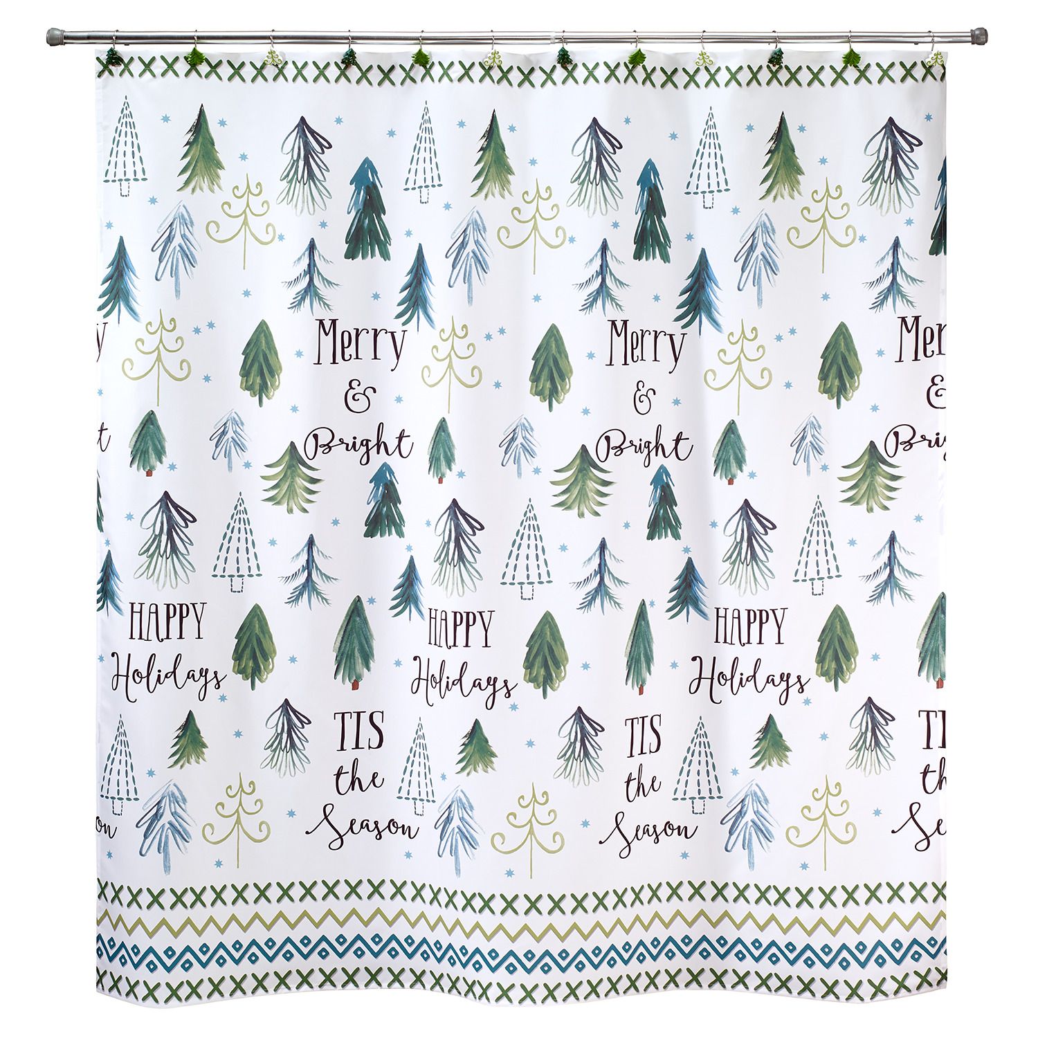 Avanti Linens Asciugamano Da Bagno Natale 'Christmas Trees' - 100% Cotone Velluto Con Ricamo Alberi E Scritta, Multicolore