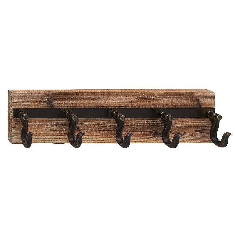 Stella & Eve Industrial Hook Rack, Brown, Small