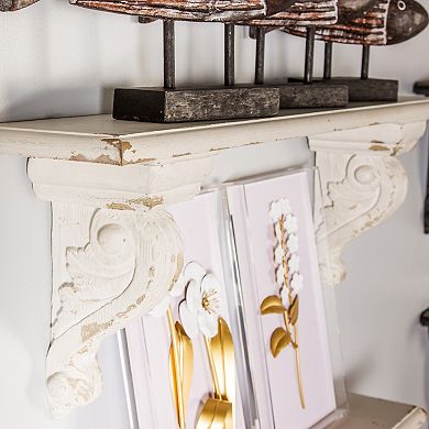 Stella & Eve Distressed White Wall Shelf