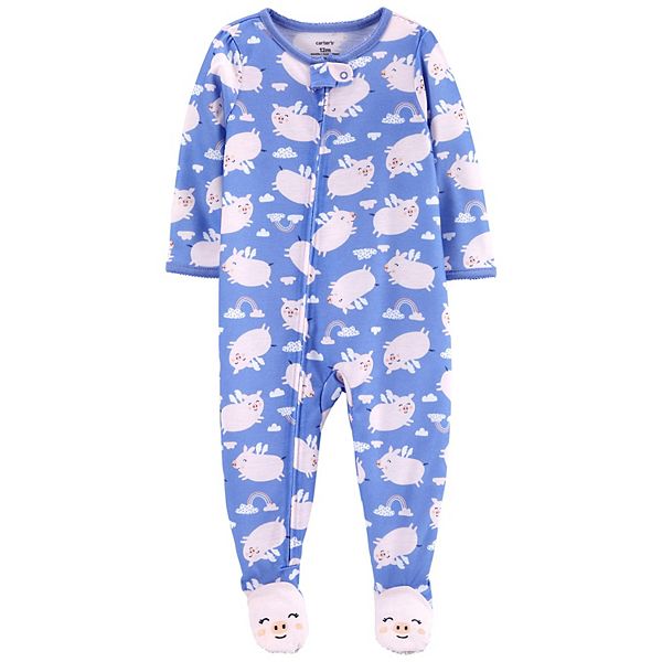 Baby Girl Carter s Pig Zip Footed Pajamas