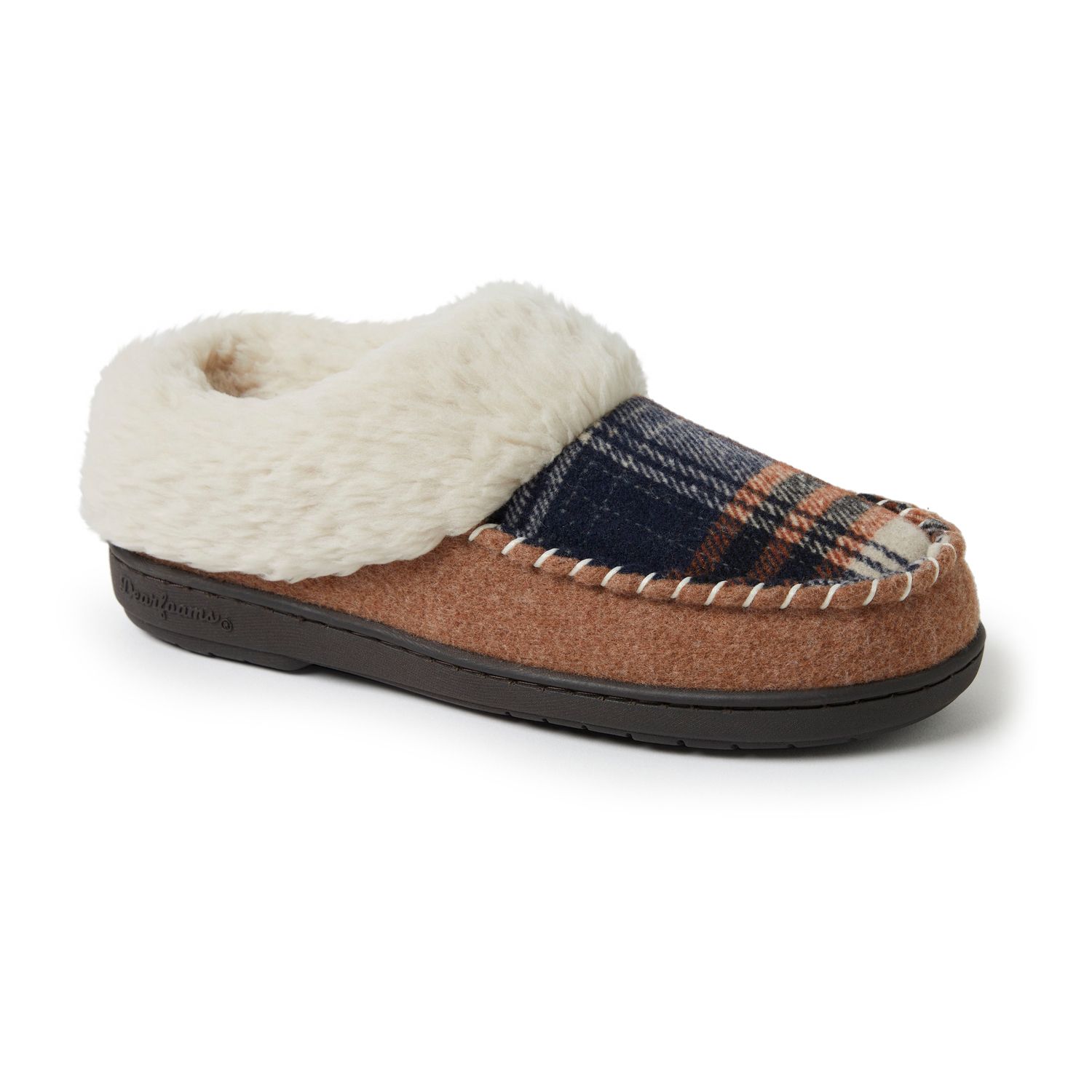 women's dearfoams elaine woven plaid clog slippers