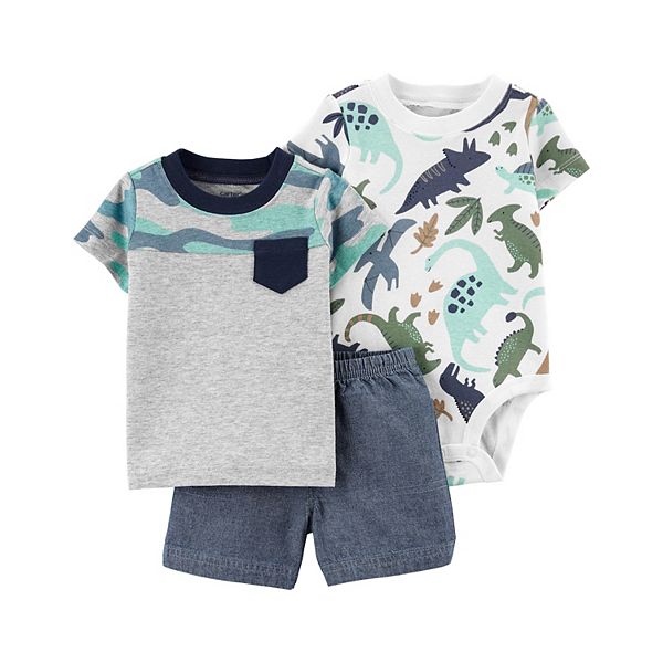 Baby Boy Carter's Dinosaur Bodysuit, Tee & Little Shorts Set