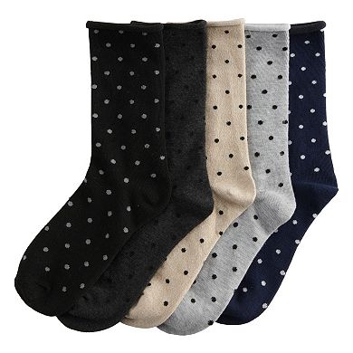 Women's Sonoma Goods For Life® Polka Dot Knit Roll Top Sock 5-Pack