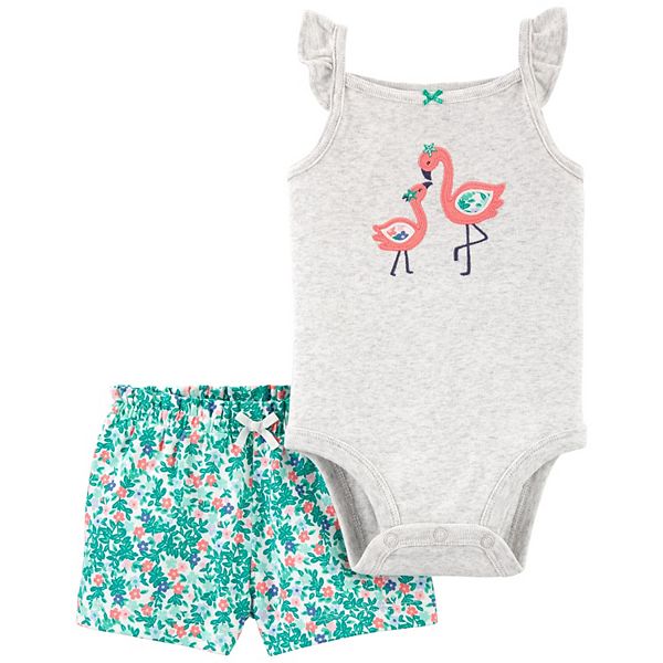 Baby Girl Carter's Flamingo Bodysuit & Short Set
