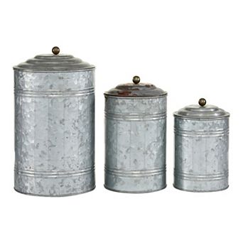 Stella & Eve Galvanized Decorative Storage Jar Table Decor 3 pc Set