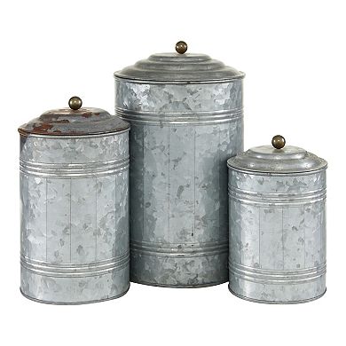Stella & Eve Galvanized Decorative Storage Jar Table Decor 3-piece Set