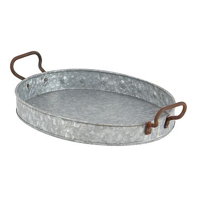 Stella & Eve Farmhouse Galvanized Decorative Tray Table Decor 3-piece Set