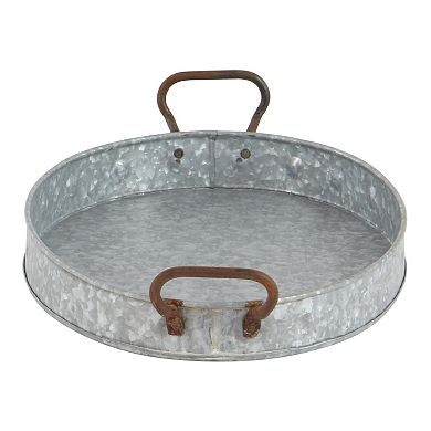 Stella & Eve Farmhouse Galvanized Decorative Tray Table Decor 3-piece Set