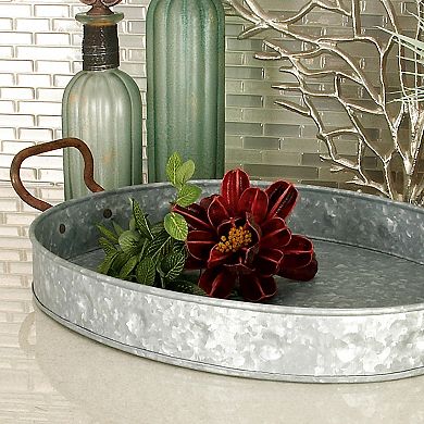 Stella & Eve Farmhouse Galvanized Decorative Tray Table Decor 3-piece Set