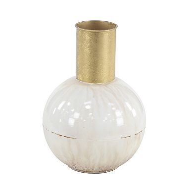 Stella & Eve Modern Style Round Gold & White Metal Vase
