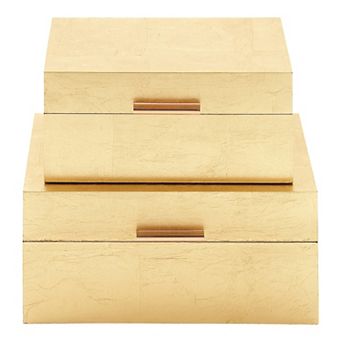 CosmoLiving by Cosmopolitan Rectangular Metallic Decorative Box Table Decor 2 pc Set
