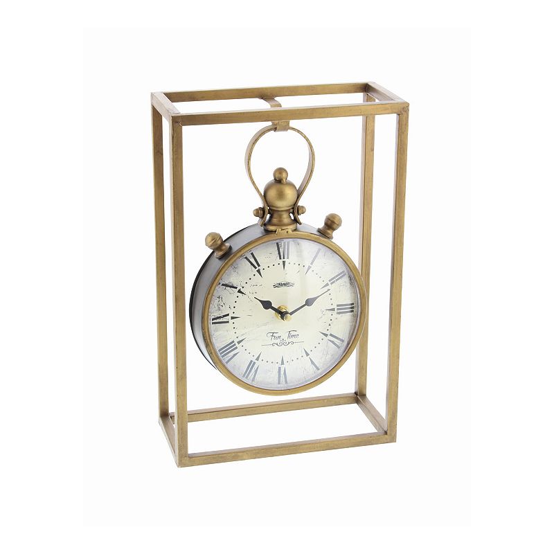 Stella & Eve Farmhouse Suspended Vintage-Style Iron Table Clock, Brown, Med