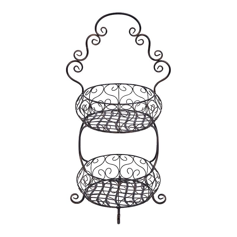 Stella & Eve 2-Tiered Basket Stand Table Decor, Black