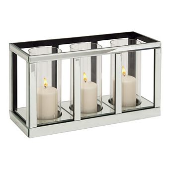 Stella & Eve Glam Rectangular Mirrored Wood Three-Light Candle holder