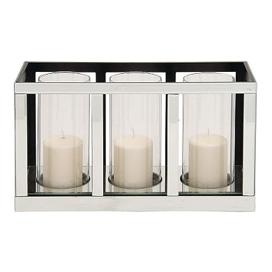 Stella & Eve Glam Rectangular Mirrored Wood Three-Light Candle holder