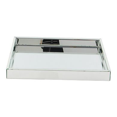Stella & Eve Silver Finish Glam Decorative Tray Table Decor
