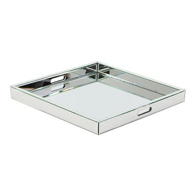 Stella & Eve Silver Finish Glam Decorative Tray Table Decor