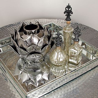 Stella & Eve Silver Finish Glam Decorative Tray Table Decor