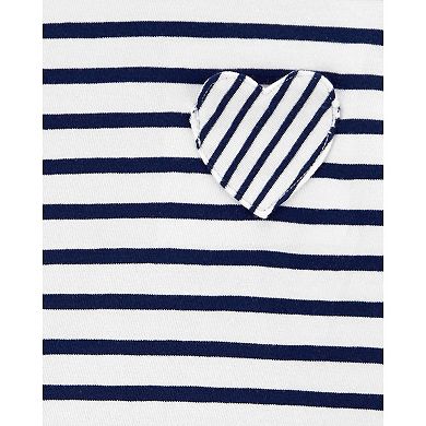 Toddler Girl Carter's Striped Heart Patch Tee