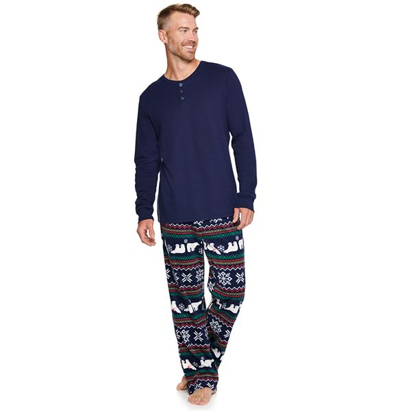 Mens henley pajama discount set