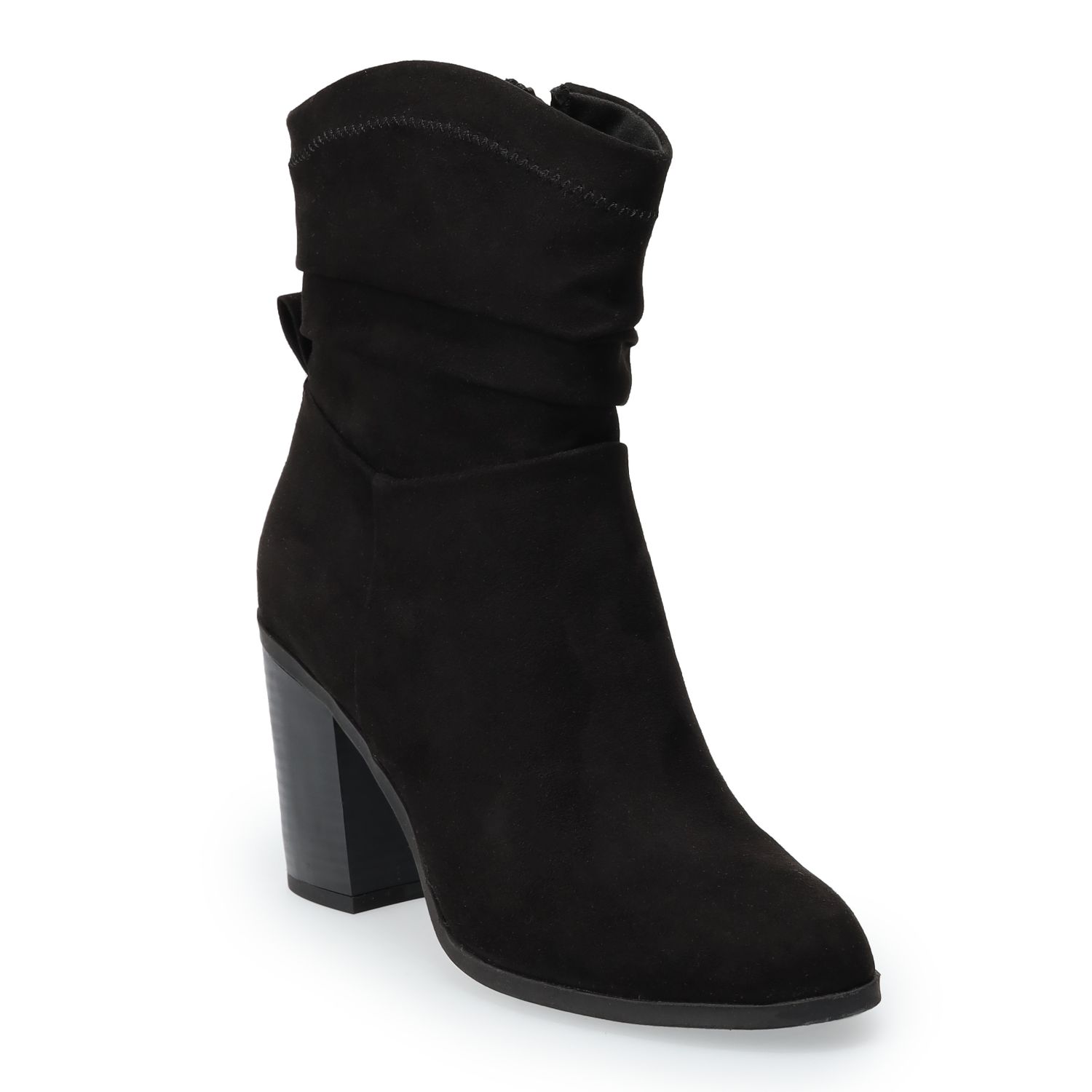 black high heel slouch boots