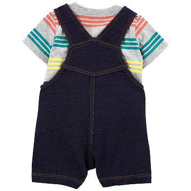 Baby Boy Carter's Striped Tee & Knit Denim Shortalls Set