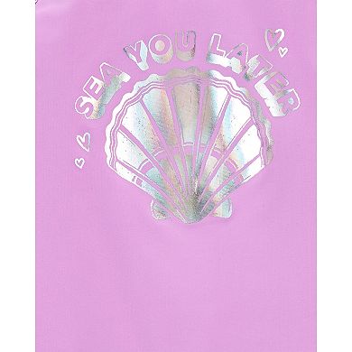 Girls 4-14 OshKosh B'gosh® Sparkle Seashell Rashguard Top & Bottoms Swimsuit Set