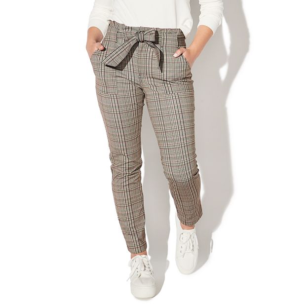 Plaid on sale paperbag pants