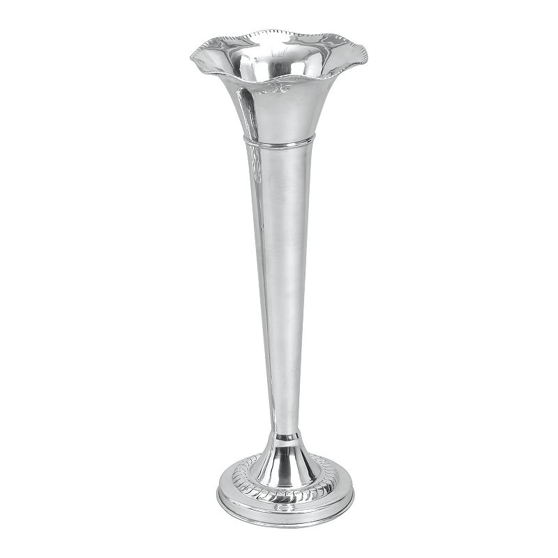 Stella & Eve Tall Polished Silver Aluminum Flower Vase with Trumpet Shape &
