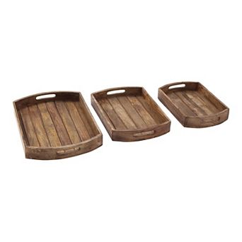 Stella & Eve Light Brown Decorative Tray Table Decor 3 pc Set
