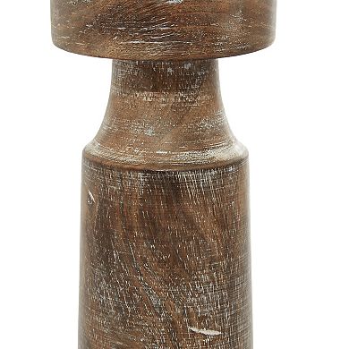 Stella & Eve Rustic Cylindrical Whitewash Candleholder 3-piece Set