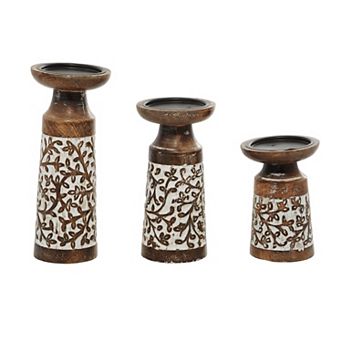 Stella & Eve Rustic Flourish Pattern Candleholder 3 pc Set