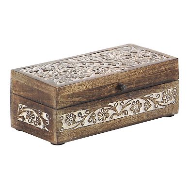 Stella & Eve Carved Floral Decorative Box Table Decor 3-piece Set
