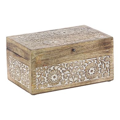 Stella & Eve Carved Floral Decorative Box Table Decor 3-piece Set