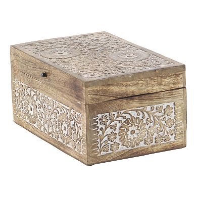 Stella & Eve Carved Floral Decorative Box Table Decor 3-piece Set