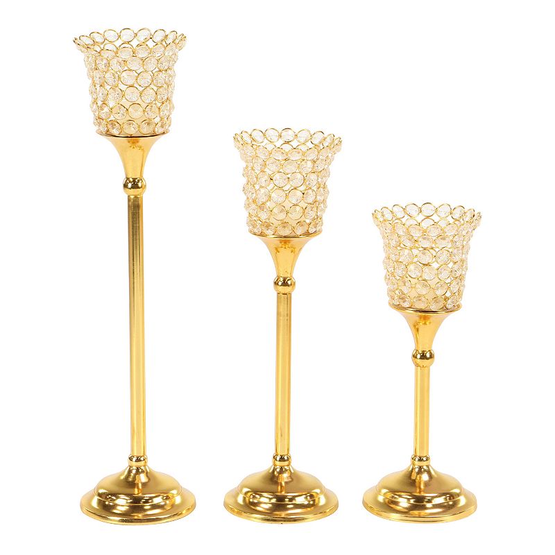 Stella & Eve Traditional Gold Candle Holders 3-pc. Set, Beig/Green, Medium