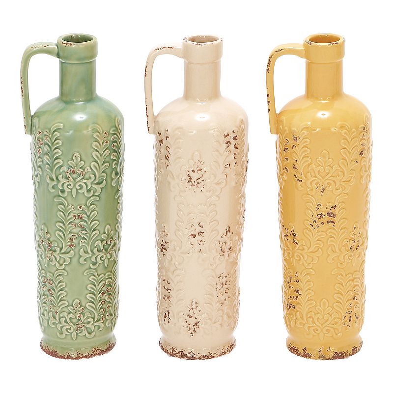 Stella & Eve Eclectic Ceramic Jug Vases with Handle 3-pc. Set, Multicolor, 