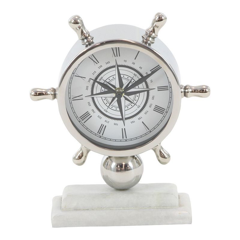Stella & Eve Coastal Ships Wheel Table Clock, Grey, Small