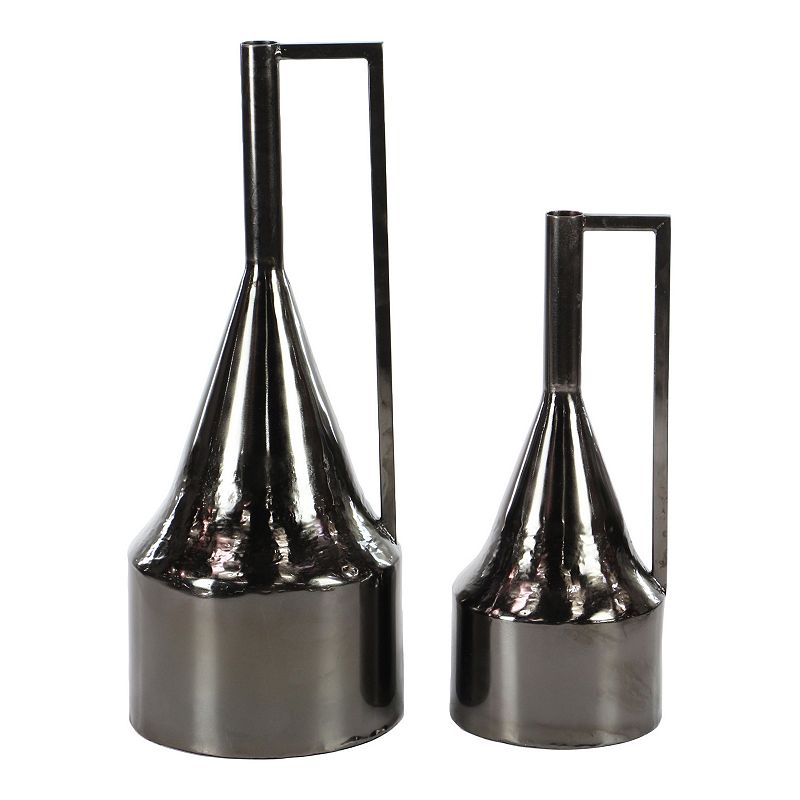 Stella & Eve Modern Black Funnel Neck Decorative Vase 2-piece Set, Large