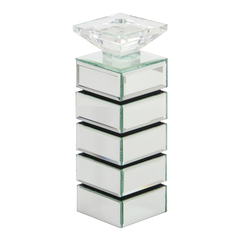Stella & Eve Contemporary Mirror Candle Holder with Encased Glass Crystals,