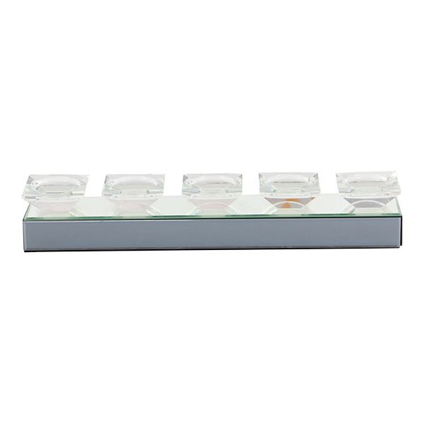 Stella & Eve Glam Style Mirror Candle Tray with 5 Glass Candle Holders