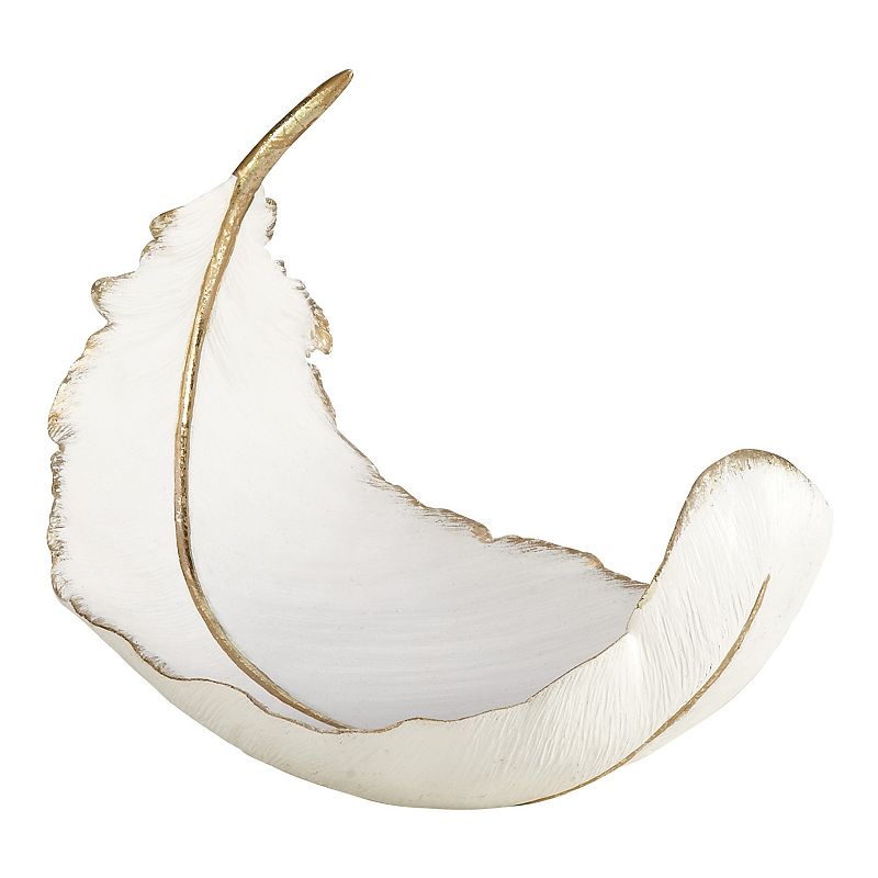 CosmoLiving by Cosmopolitan White Resin Glam Decorative Bowl, 8 x 13 x 8