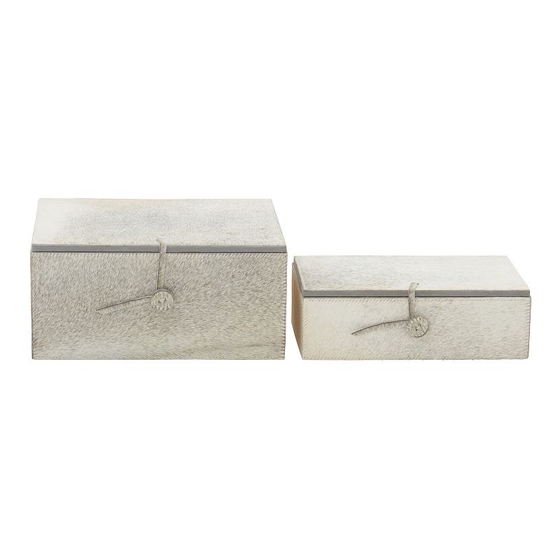 Stella & Eve Rectangular Leather Decorative Box Table Decor 2-piece Set, Gr