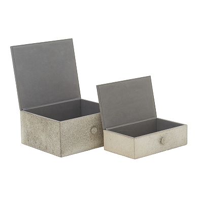 Stella & Eve Rectangular Leather Decorative Box Table Decor 2-piece Set