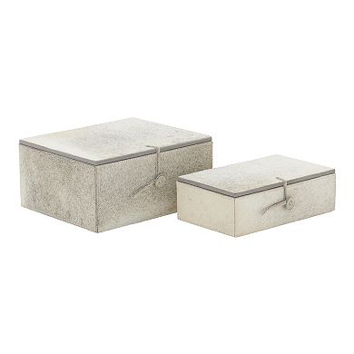Stella & Eve Rectangular Leather Decorative Box Table Decor 2-piece Set